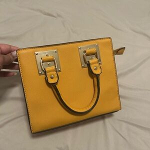 Mustard Yellow Mini Satchel Structured Top Handle Crossbody Bag